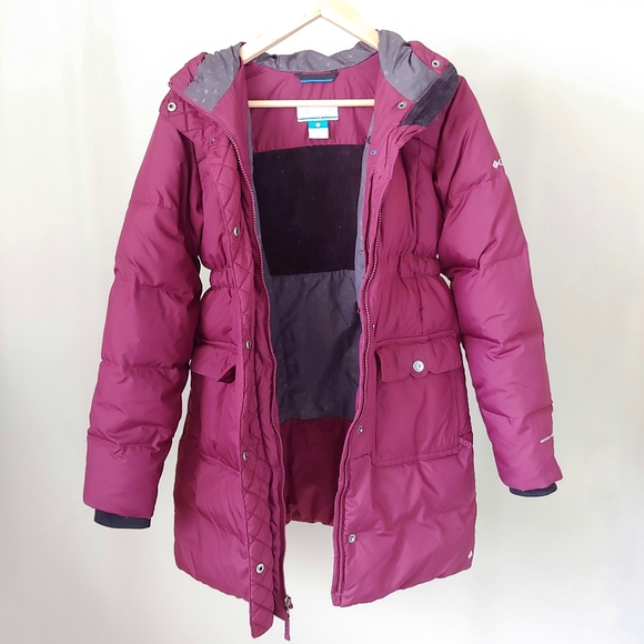 Columbia Girls Snow Escape Hooded Winter Down Puffer Long Jacket Size 14 / 16 - Picture 5 of 16